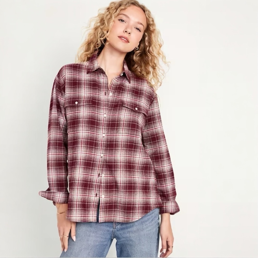 Old Navy The Boyfriend Flannel Button Down Shirt